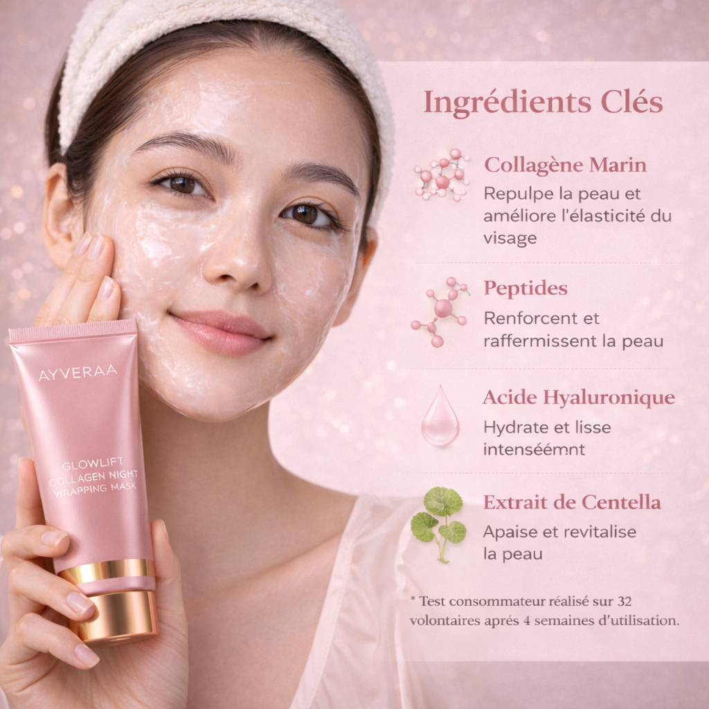 Masque de Nuit au Collagène Ayveraa - Anti-Âge Glass Skin